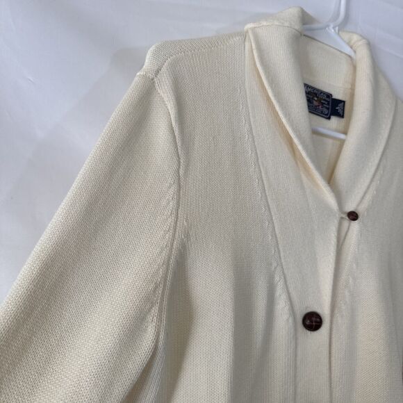 Ralph Lauren Ivory Knit Sweater American Living Shawl Collar Knit Size L Button - Picture 8 of 14